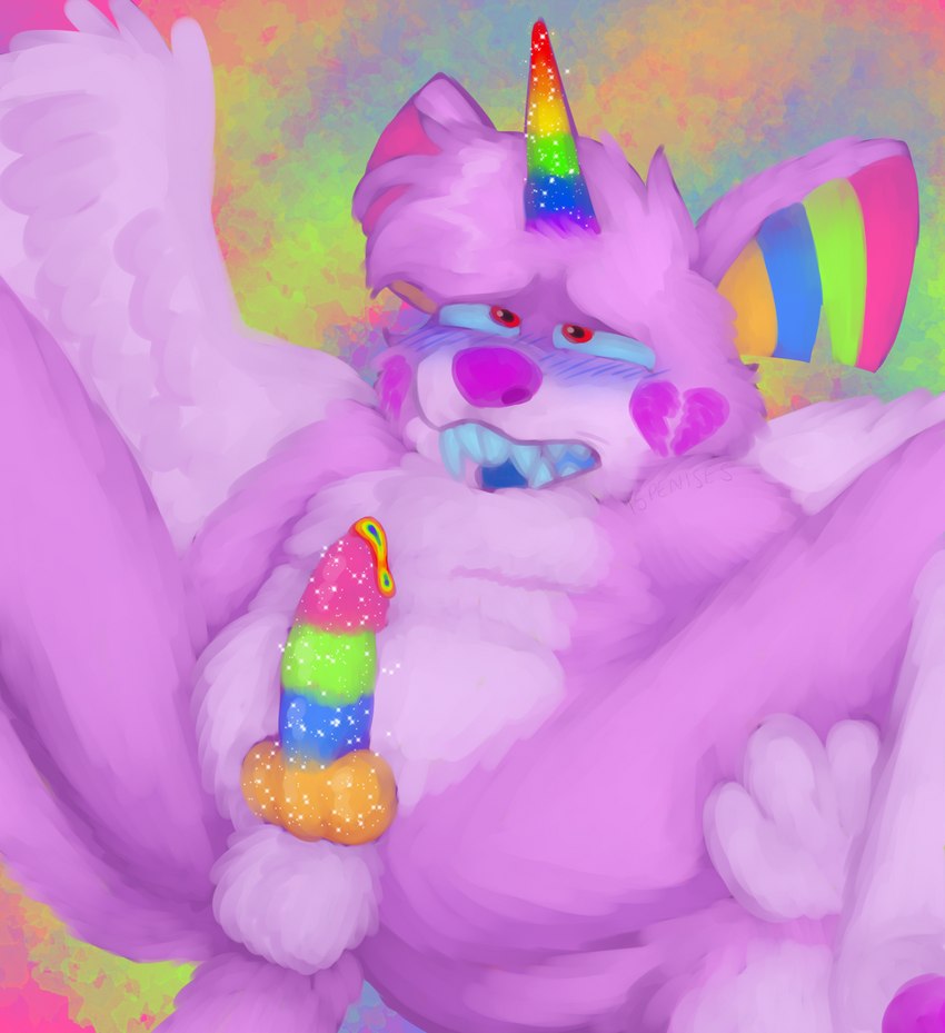 animal_genitalia animal_penis anthro aroused balls blush bodily_fluids buckteeth canine_genitalia canine_penis colored_cum cum fluffy_balls genital_fluids genitals half-closed_eyes horn lying male mastectomy_scar multi_leg multi_limb multicolored_penis narrowed_eyes on_back open_mouth penis precum presenting presenting_penis rainbow_cum scar sharp_teeth solo sparklefur sparkling_character teeth unusual_bodily_fluids unusual_cum unusual_genital_fluids wings chimeracocks mythology emo_doom_(chimeracocks) canid canine canis domestic_dog equid equine gerbil mammal murid mythological_creature mythological_equine rodent winged_unicorn colorful_theme hi_res