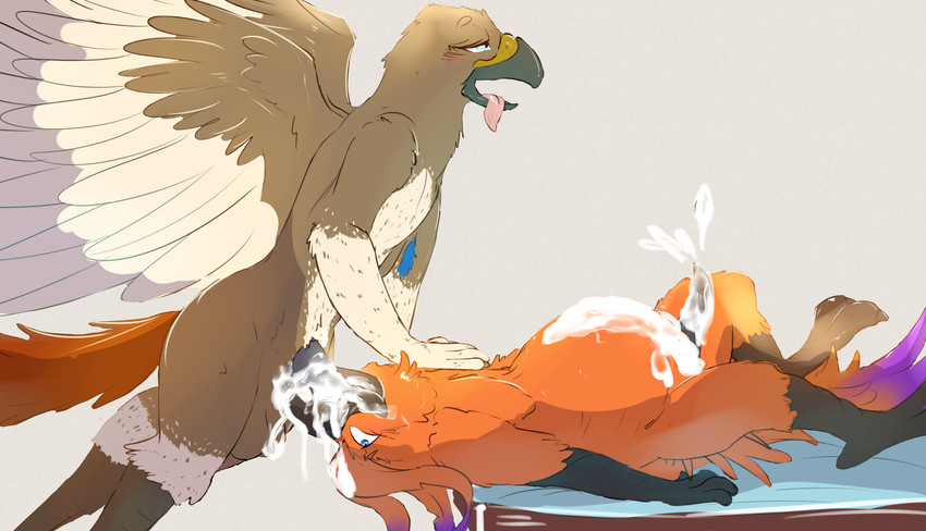 anthro avian_feet beak beak_fetish beak_play beak_sex beakjob belly big_belly bodily_fluids brown_body brown_feathers cum cum_in_mouth cum_inflation cum_inside cum_while_penetrated duo ejaculation excessive_cum excessive_genital_fluids feathered_crest feathered_wings feathers fellatio genital_fluids genitals hands-free head_crest inflation male male/male male_penetrated oral oral_orgasm orange_body orange_feathers orgasm penetration penile penis purple_body purple_feathers red_body red_feathers red_tail sex spread_wings tail wings otterlike european_mythology greek_mythology mythology azen blitz_(its_blitz) accipitrid accipitriform avian bird buteo chickenhawk mythological_avian mythological_bird mythological_creature mythological_firebird phoenix red-tailed_hawk absurd_res hi_res