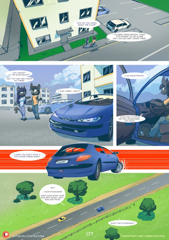 anthro breasts building car clothing dialogue female inside_car inside_vehicle male outside plant shirt speech_bubble text topwear tree vehicle ratcha e621 peugeot peugeot_206 rick_(ratcha) rina_(ratcha) canid canine fox mammal absurd_res comic digital_media_(artwork) english_text hi_res shaded url brother_(lore) sibling_(lore) sister_(lore)