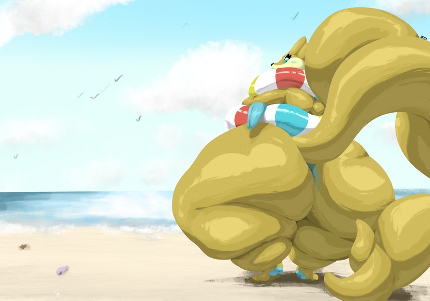 anthro anus beach big_butt blush butt female flotation_device fur huge_butt nude overweight overweight_anthro pawpads paws solo tail thick_thighs mop_(artist) nintendo pokemon floatzel generation_4_pokemon pokemon_(species) absurd_res digital_media_(artwork) hi_res