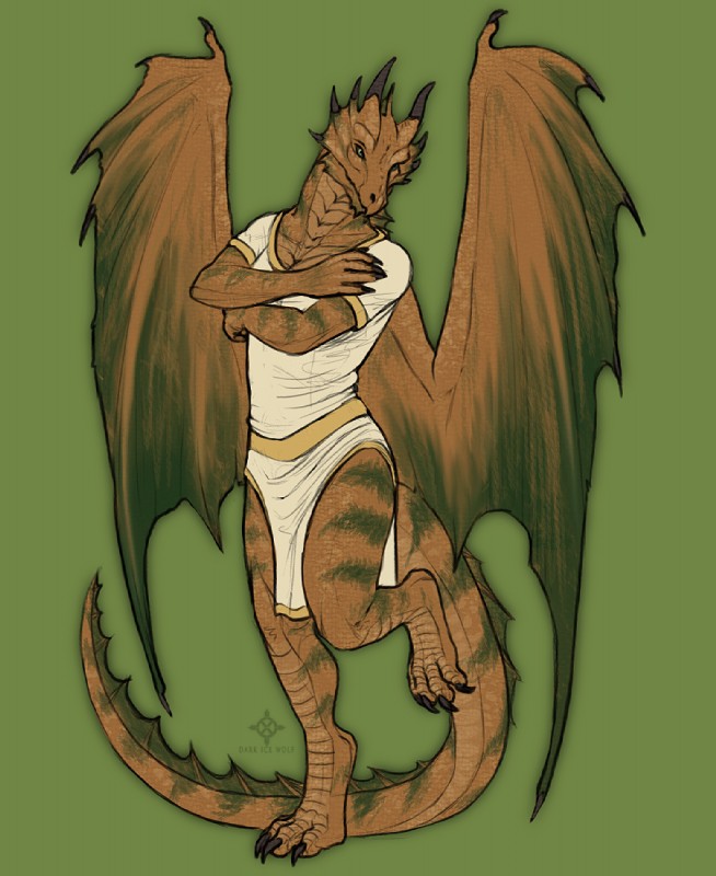 anthro biped black_sclera female green_background horn looking_at_viewer membrane_(anatomy) membranous_wings pose simple_background solo standing tail wings cedarwolf european_mythology mythology dragon mythological_creature mythological_scalie scalie western_dragon 2012