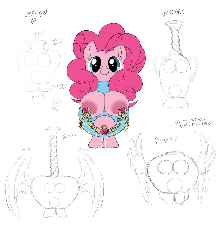 anthro breasts breasts_together chain clitoris clitoris_to_nipple contraption_concept female feral genitals nipple_band nipple_chain nipple_piercing nipples piercing plug_(sex_toy) pussy ring_around_nipple sex_toy smile solo vaginal_plug wtfponytime friendship_is_magic hasbro my_little_pony pinkie_pie_(mlp) ladypot absurd_res hi_res