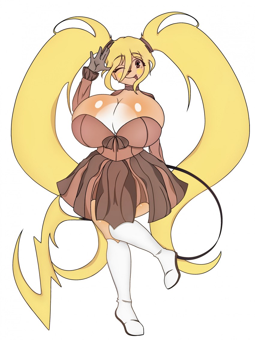 alternative_fashion anthro big_breasts breasts cleavage clothed clothing female gyaru huge_breasts j-fashion long_tail one_eye_closed solo tail tongue tongue_out twintails_(hairstyle) wink sweetiex nintendo pokemon chuchu_(noxvenator) generation_1_pokemon pokemon_(species) raichu full-length_portrait hi_res portrait