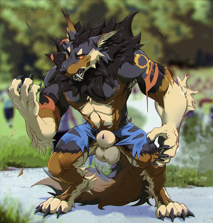 after_transformation animal_genitalia anthro balls big_balls big_sheath claws clothing digitigrade fangs fully_sheathed genitals glowing glowing_eyes inner_ear_fluff lycanfolf male muscular muscular_anthro muscular_male neck_tuft nude outside sheath solo species_transformation teeth torn_clothing transformation tuft falcrus mythology bayzan canid canine canis domestic_dog german_shepherd herding_dog hybrid mammal mythological_canine mythological_creature pastoral_dog were werecanid werecanine werewolf wolf 2022 hi_res