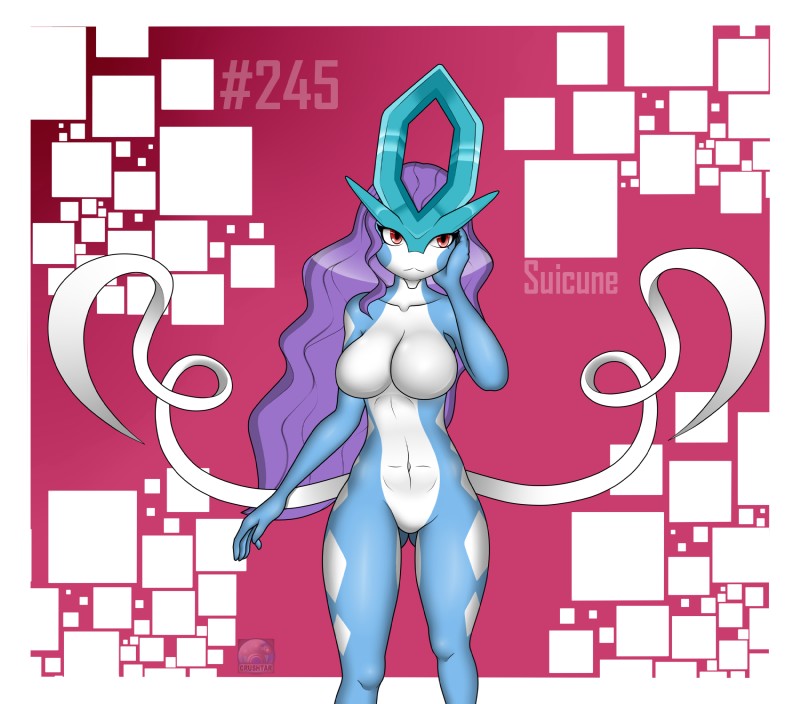 abs anthro anthrofied big_breasts breasts butt butt_from_the_front featureless_breasts featureless_crotch female solo crushtar nintendo pokemon aqua generation_2_pokemon legendary_pokemon mammal pokemon_(species) suicune digital_media_(artwork) hi_res