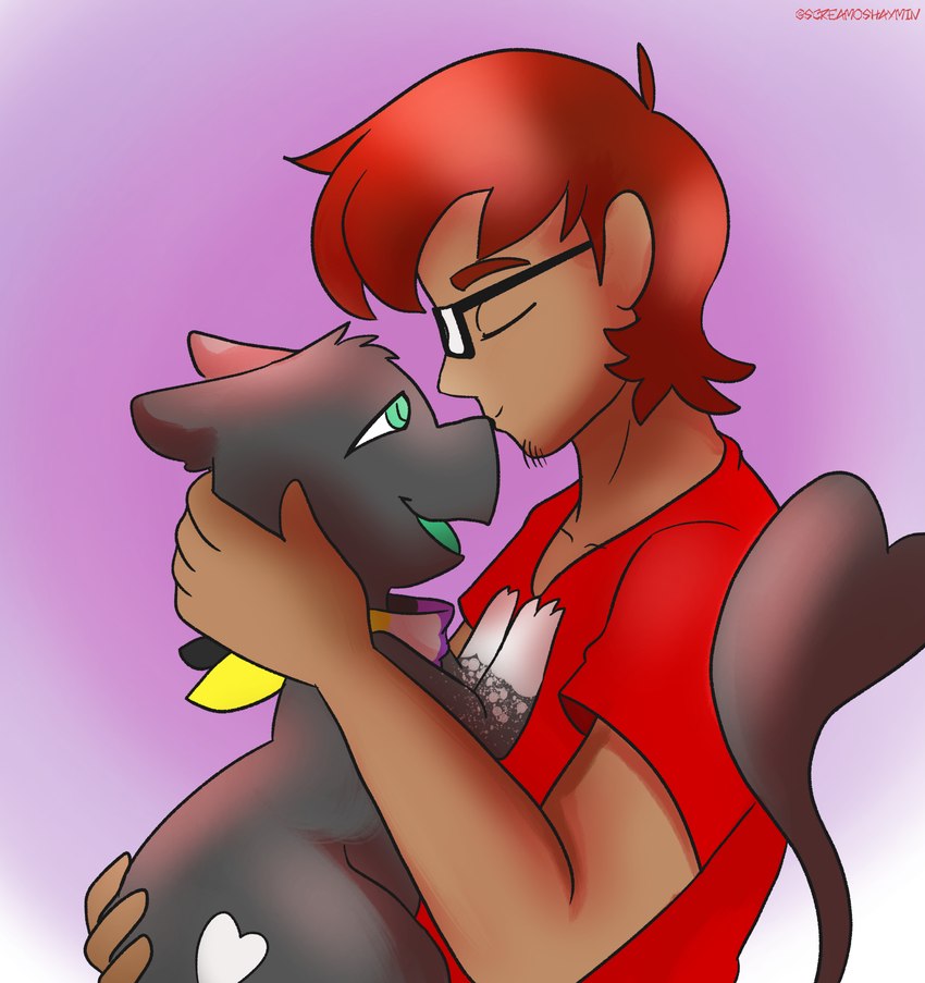 clothed clothed_human clothing duo gradient_background hand_on_butt kissing kissing_nose male/nonbinary side_view simple_background screamoshaymin nintendo pokemon blake_rothenberg generation_1_pokemon human legendary_pokemon mammal mew_(pokemon) pokemon_(species) digital_drawing_(artwork) digital_media_(artwork) hi_res shaded soft_shading