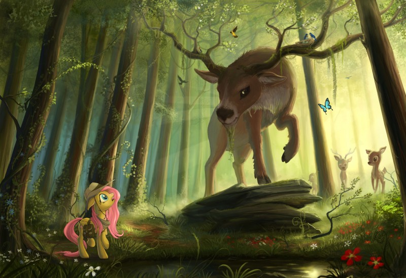 amazing_background clothing cutie_mark detailed_ambient_creature detailed_background egg eye_contact feathered_wings feathers female feral flower forest group insect_wings lepidopteran_wings looking_at_another male nature outside plant plant_antlers scenery startled tree water wings yellow_body yellow_feathers devinian friendship_is_magic hasbro my_little_pony mythology fluttershy_(mlp) ambient_arthropod ambient_bird ambient_butterfly ambient_deer ambient_flier ambient_insect arachnid arthropod avian bird blue_morpho bluebird butterfly corvid deer eastern_bluebird equid equine icterid insect lepidopteran mammal mythological_creature mythological_equine new_world_oriole oscine passerine pegasus picid robin_(bird) spider thrush_(bird) woodpecker absurd_res detailed hi_res