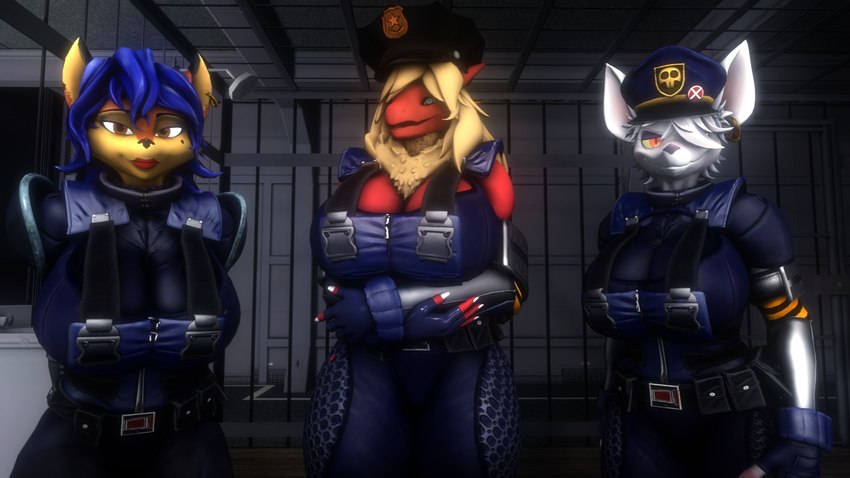 carmelita fox, officer flint, warfare carmelita, and warfare flint (sony interactive entertainment and etc) created by sanguine paladin