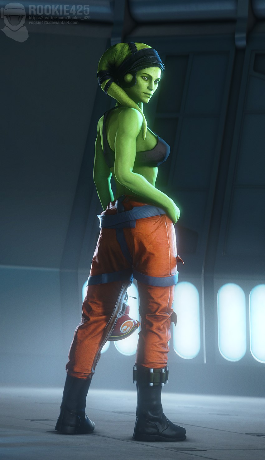 bravo44 butt butt_pose clothed clothing female pilot pose rebel solo bravo44_(artist) rookie425 star_wars alien alien_humanoid humanoid twi'lek 3d_(artwork) adobe_photoshop_(artwork) digital_media_(artwork) hi_res mixed_media source_filmmaker_(artwork)