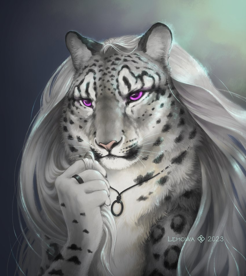 ambiguous_gender anthro realistic snow solo lehowa felid leopard mammal pantherine snow_leopard bust_portrait hi_res portrait