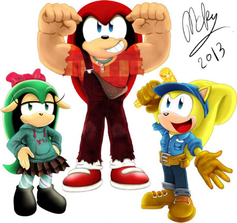 anthro clothing cosplay crossover_cosplay female group looking_at_viewer male mckimson disney sega sonic_the_hedgehog_(series) wreck-it_ralph fix-it_felix matilda_the_armadillo mighty_the_armadillo ralph_(wreck-it_ralph) ray_the_flying_squirrel vanellope_von_schweetz armadillo mammal rodent sciurid tree_squirrel xenarthran crossover