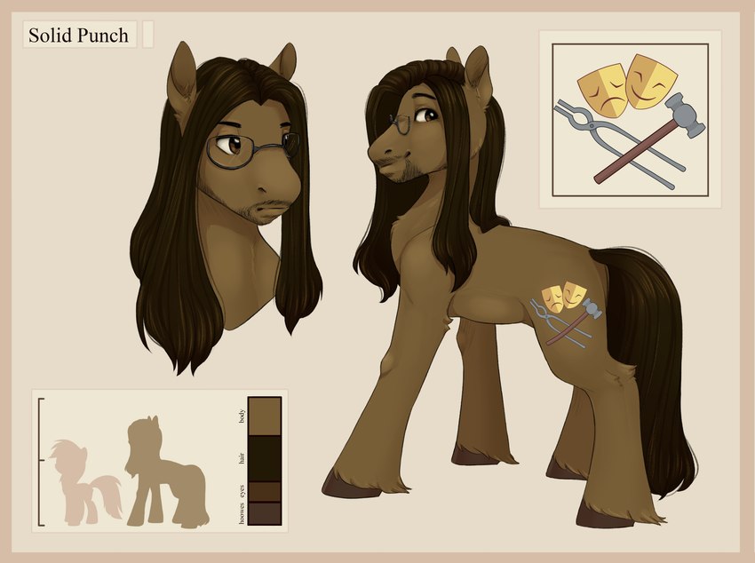 actor beard blacksmith chart comparing eyewear facial_hair feral fetlocks glasses male size_chart solo melodylibris hasbro my_little_pony fan_character solid_punch earth_pony equid equine horse mammal pony absurd_res hi_res model_sheet