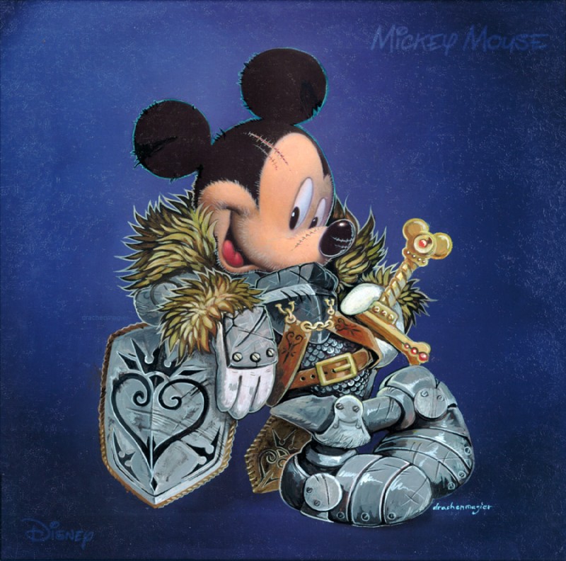 anthro armor belt black_body black_fur blue_background bracers chain clothing fur gauntlets gloves greaves handwear heater_shield male melee_weapon scabbard scalemail scar sheathed_weapon shield simple_background smile solo sword tan_body tan_fur weapon drachenmagier disney kingdom_hearts square_enix mickey_mouse mammal mouse murid murine rodent 2016