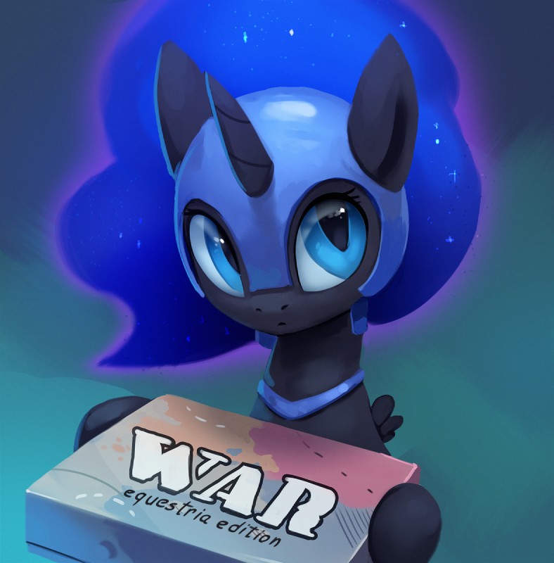 armor blue_eyes female headgear helmet horn looking_at_viewer solo text wings rodrigues404 friendship_is_magic hasbro my_little_pony mythology nightmare_moon_(mlp) equid equine mammal mythological_creature mythological_equine winged_unicorn 2018 digital_media_(artwork) english_text hi_res