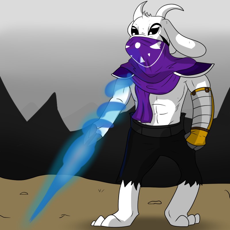 3_fingers armor barefoot belt black_sclera cape clothing feet fingers gauntlets gloves handwear mountain pauldron scarf solo spectral_sword lyle-gelbfur crystal_dynamics legacy_of_kain soul_reaver undertale undertale_(series) asriel_dreemurr_(god_form) raziel_(legacy_of_kain) boss_monster_(undertale) bovid caprine hybrid mammal vampire 1:1 crossover digital_media_(artwork) hi_res