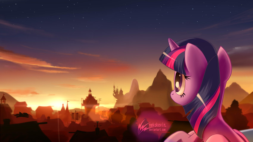 canterlot female horn mountain ponyville solo sun_rays sun_rise wings nekokevin friendship_is_magic hasbro my_little_pony mythology twilight_sparkle_(mlp) equid equine mammal mythological_creature mythological_equine winged_unicorn 16:9 absurd_res hi_res widescreen