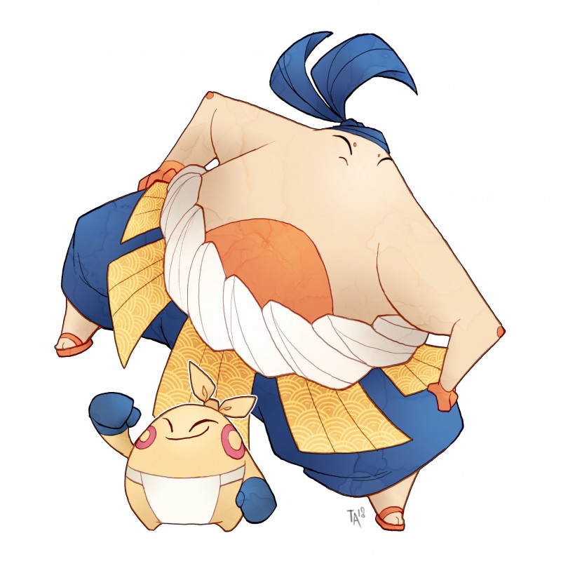 alternate_form ambiguous_gender duo male not_furry simple_background white_background zesty nintendo pokemon generation_3_pokemon hariyama humanoid makuhita pokemon_(species) waddling_head 1:1 2018 absurd_res hi_res