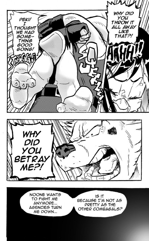 angry anthro beak clothed clothing dialogue female fight text thong underwear wrestling daigaijin furryfight_chronicles adelgund peki_polight avian bird canid canine canis domestic_dog german_shepherd herding_dog mammal pastoral_dog comic english_text hi_res monochrome