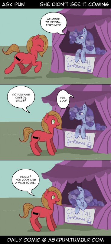 cutie_mark female feral text creeperville ask_pun friendship_is_magic hasbro my_little_pony tumblr fan_character pun_pony crystal_pony_(mlp) earth_pony equid equine horse mammal pony absurd_res comic english_text hi_res url