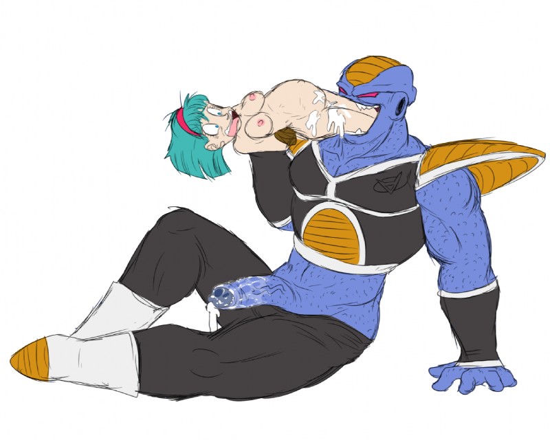 areola bdsm belly big_belly blue_body blue_skin bondage bound breasts duo female female_prey forced genitals male male/female male_pred nipples not_furry penis rape vore glacierstrange dragon_ball dragon_ball_z bulma burter alien humanoid