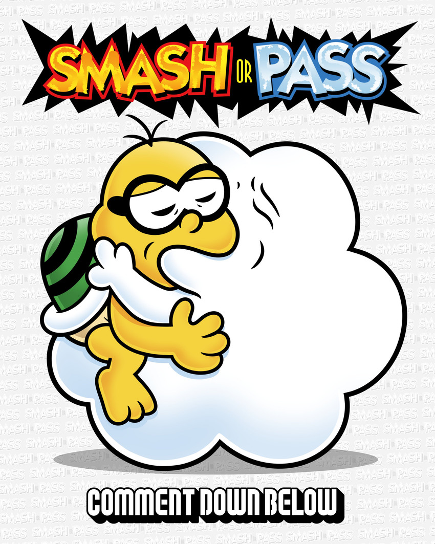 ambiguous/ambiguous ambiguous_gender anthro black_hair cloud duo eyes_closed eyewear glasses green_shell hair hug kissing shell simple_background text text_background white_background yellow_body downrightshoddy mario_bros nintendo yoshi_and_toad_kissing air_creature elemental_creature koopa lakitu lakitu's_cloud living_cloud scalie 4:5 absurd_res english_text hi_res meme