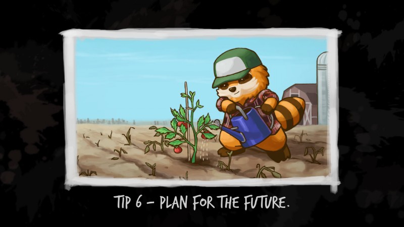 anthro barn caps clothing farm farmer farming male outside plant semi-anthro shirt silo smile solo topwear watering watering_can project_zomboid the_indie_stone spiffo mammal procyonid raccoon 16:9 hi_res official_art widescreen