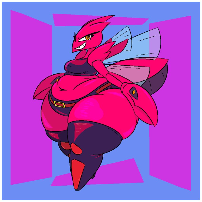 anthro belly big_belly border breasts female overweight overweight_anthro overweight_female pokemorph simple_background solo thick_thighs white_border wide_hips thatoneaceguy nintendo pokemon arthropod generation_2_pokemon pokemon_(species) scizor 1:1 2024