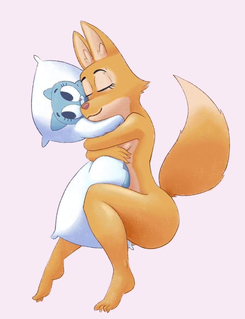 anthro body_pillow breasts dakimakura dakimakura_pillow eyebrow_piercing eyes_closed facial_piercing female fur hug hugging_object hugging_pillow nude nude_anthro nude_female orange_body orange_fur piercing pillow side_boob solo hypnodoe cartoon_network dreamworks the_amazing_world_of_gumball the_bad_guys diane_foxington nicole_watterson canid canine fox mammal 2023 full-length_portrait hi_res portrait