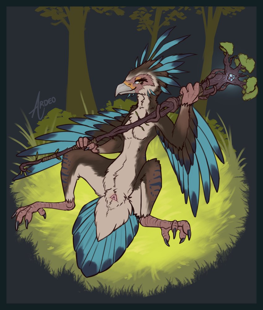 4_toes anatomically_correct anatomically_correct_cloaca anatomically_correct_genitalia animal_genitalia anisodactyl anthro avian_butt avian_feet beak blue_body blue_feathers brown_body brown_feathers butt claws cloaca feathered_crest feathered_wings feathers feet female genitals grass head_crest legs_up looking_at_viewer lying on_back pink_cloaca plant presenting presenting_cloaca presenting_hindquarters scuted_feet scuted_hands scutes seductive simple_background smile smiling_at_viewer solo spread_legs spreading staff tail tail_feathers talons tan_body tan_feathers toes triangular_cloaca underfluffies winged_arms wings ardeo accipitriform avian bird secretary_bird 2024 digital_media_(artwork) hi_res