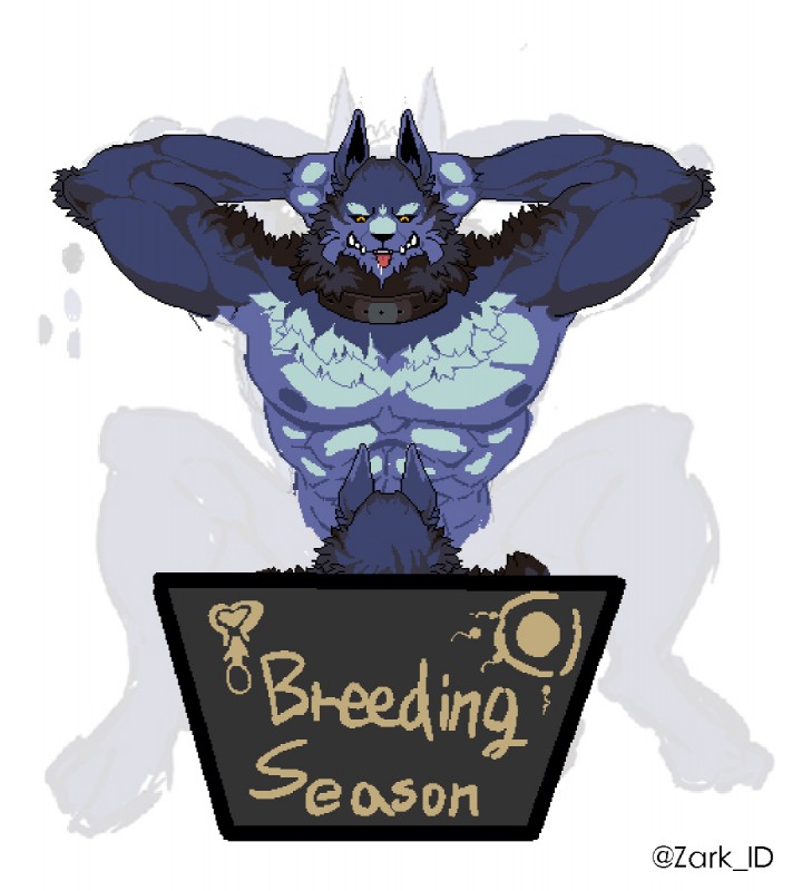 ambiguous_gender anthro big_muscles collar duo fellatio male male/ambiguous male_focus muscular muscular_male oral penile raised_arm sex sitting sucking zark breeding_season canid canine canis dickwolf mammal wolf aliasing digital_media_(artwork) hi_res pixel_(artwork)