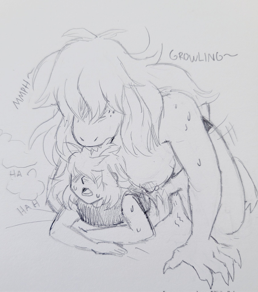 all_fours ambiguous_gender ambiguous_penetrated ambiguous_penetration anthro anthro_penetrating anthro_penetrating_human bangs bent_over bite biting_another biting_hair biting_partner blush blush_lines bodily_fluids bottomless bottomless_ambiguous bottomless_human breasts breath cartoon_freckles chest_binder claws clothed clothing duo female female/ambiguous female_penetrating female_penetrating_ambiguous finger_claws freckled_face freckles from_behind_position growling hair holding_partner human_on_anthro human_penetrated interspecies larger_anthro larger_female long_bangs long_hair messy_hair moan motion_lines mounting nipple_piercing nipples non-mammal_breasts obscured_eyes obscured_penetration onomatopoeia open_mouth penetration piercing sex sex_toy sharp_teeth short_tail size_difference smaller_ambiguous smaller_human sound_effects strapon strapon_sex sweat sweaty_arms tail teeth text toe_claws toying_partner underwear vowelless vowelless_vocalization spicychoccy deltarune undertale_(series) kris_dreemurr susie_(deltarune) human mammal reptile scalie english_text hi_res sketch