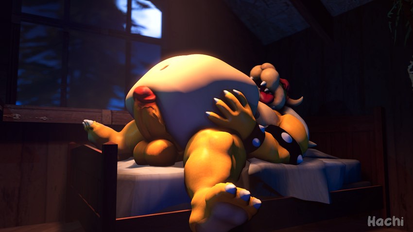 anthro belly big_belly bowser_logo bulge erection feet male solo vore mario_bros nintendo bowser koopa reptile scalie 16:9 widescreen