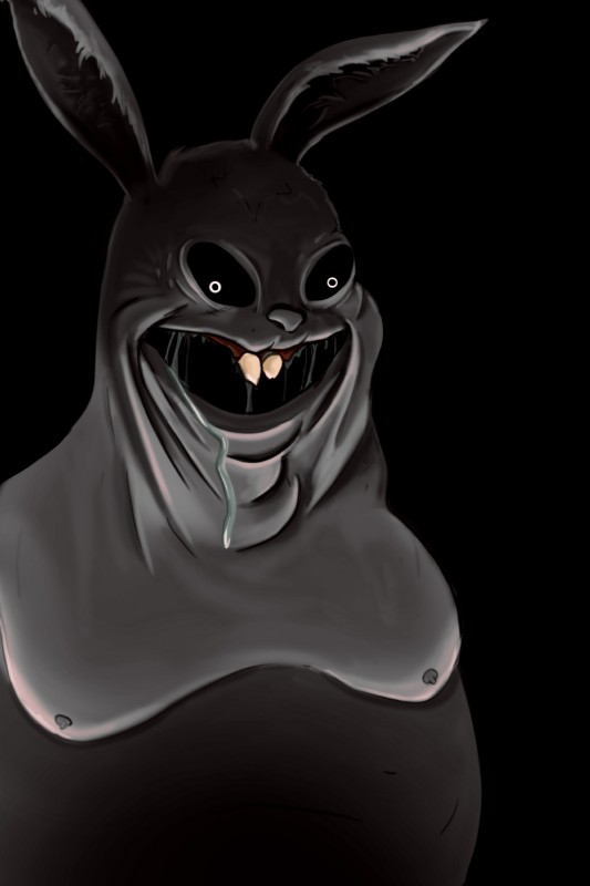 black_background bodily_fluids drooling male nightmare_fuel open_mouth overweight overweight_male saliva scary simple_background solo terrifying big_chungus lagomorph leporid mammal rabbit 2:3 absurd_res hi_res