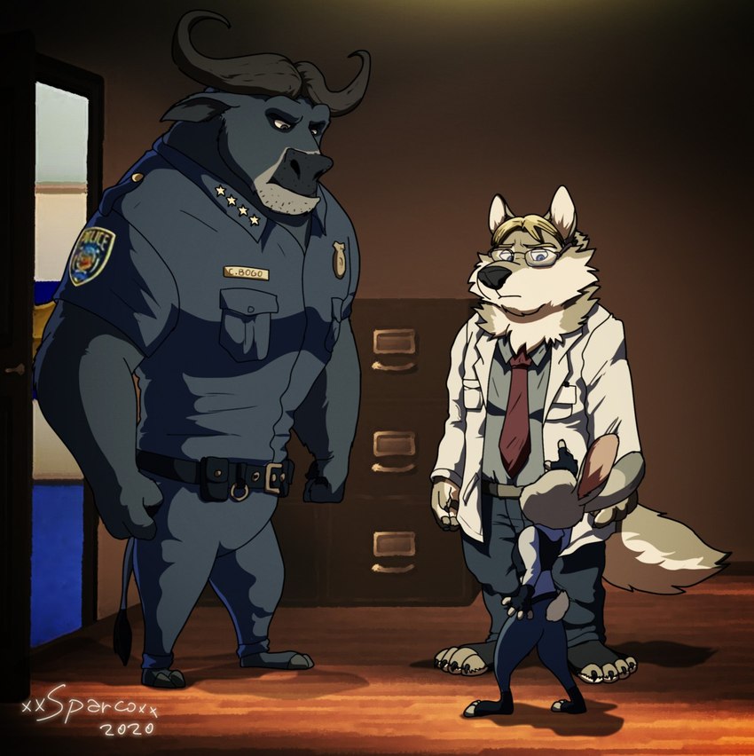 chief bogo, judy hopps, and william birkin (resident evil and etc) created by xxsparcoxx