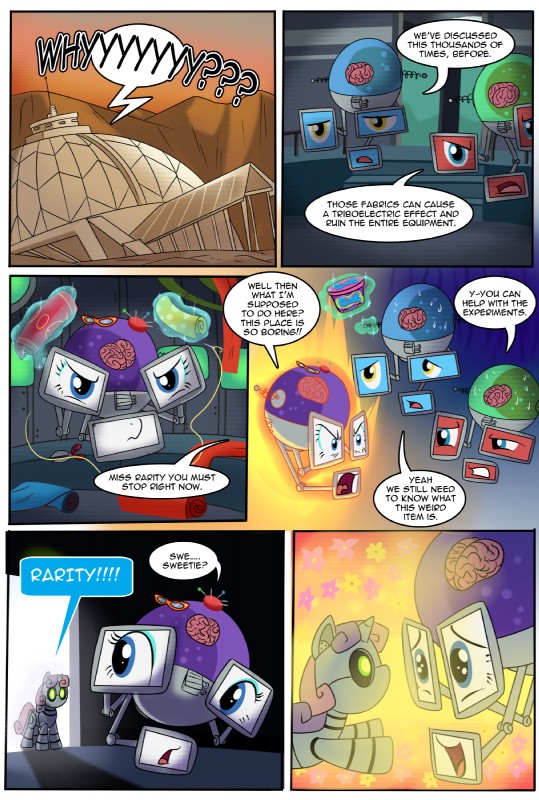 alternate_species ambiguous_gender brain cybernetics dialogue eyewear gak glasses group horn machine organs text madmax fallout fallout_equestria friendship_is_magic friendship_is_witchcraft hasbro microsoft my_little_pony mythology rarity_(mlp) sweetie_belle_(mlp) sweetie_bot_(mlp) cyborg equid equine horse mammal mythological_creature mythological_equine pony robot think_tank_(fallout) unicorn 2013 comic english_text hi_res