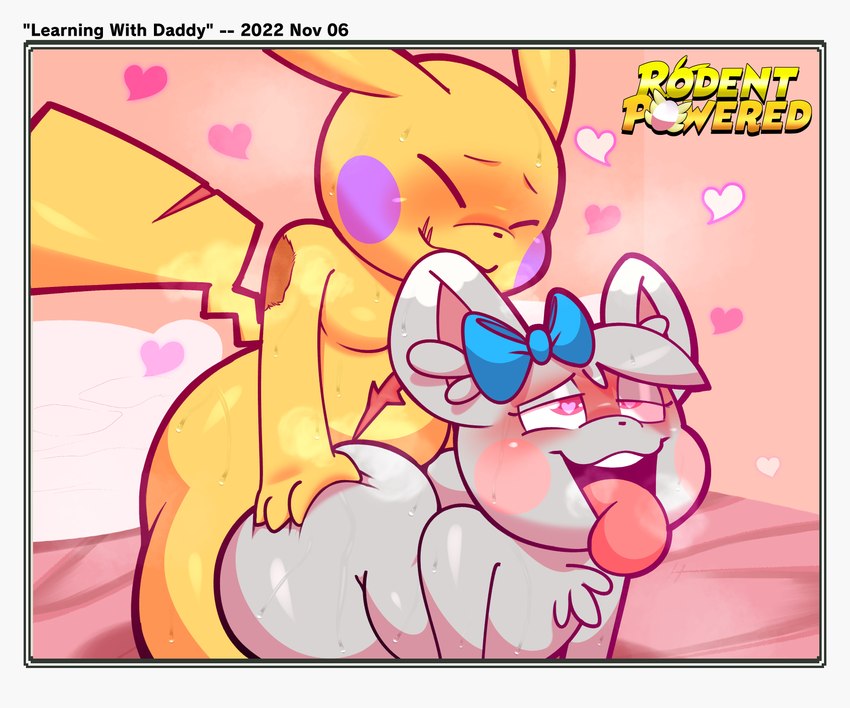 age_difference anal anthro bed blush border cross-eyed duo furniture heart_eyes heart_symbol male male/male open_mouth open_smile pillow smile text tongue tongue_out white_border younger_male softestpuffss nintendo pokemon pokemon_mystery_dungeon rodent_powered_(softestpuffss) spike_chunsoft bartz_(rodent_powered) munchy_(rodent_powered) generation_1_pokemon generation_5_pokemon minccino pikachu pokemon_(species) 2022 6:5 absurd_res english_text hi_res father_(lore) father_and_child_(lore) father_and_son_(lore) incest_(lore) parent_(lore) parent_and_child_(lore) parent_and_son_(lore) son_(lore)