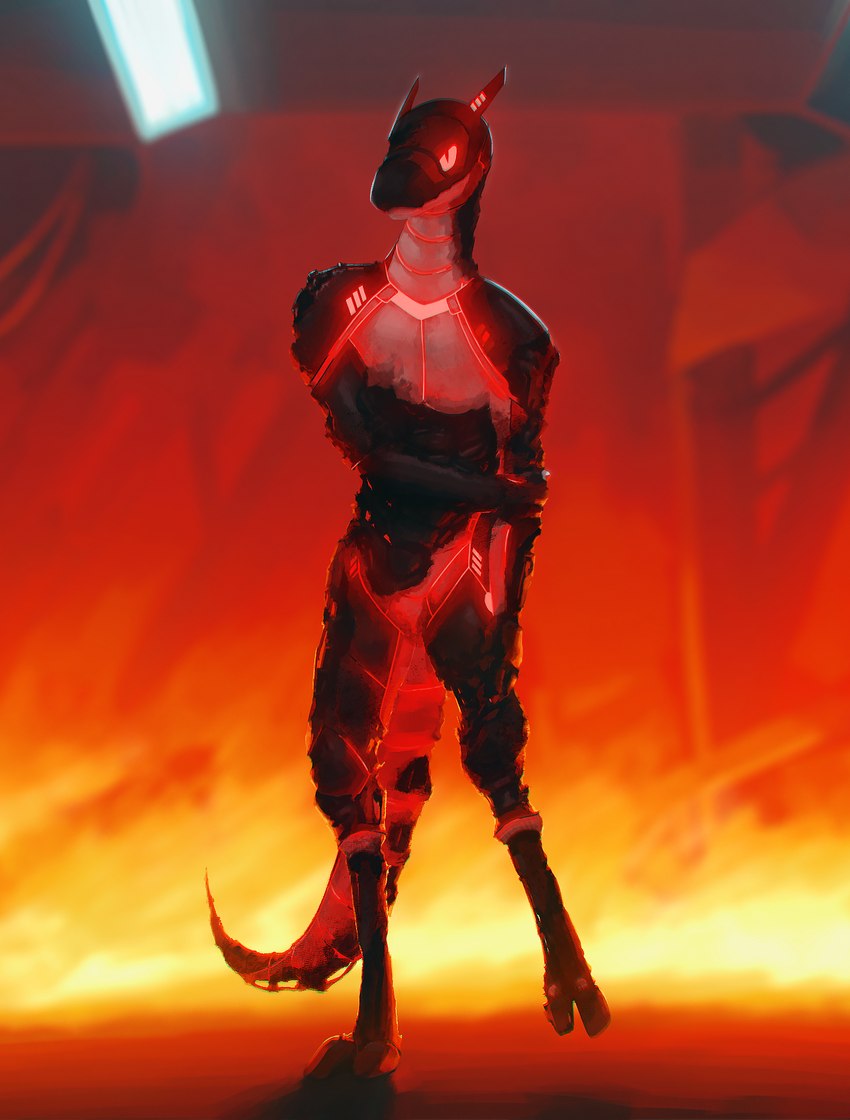 anthro burned damaged fire laboratory machine male science science_fiction scientist solo synthetic tail synthpara fleisher_(roifantome) roifantome robot synth_(vader-san) broken hi_res