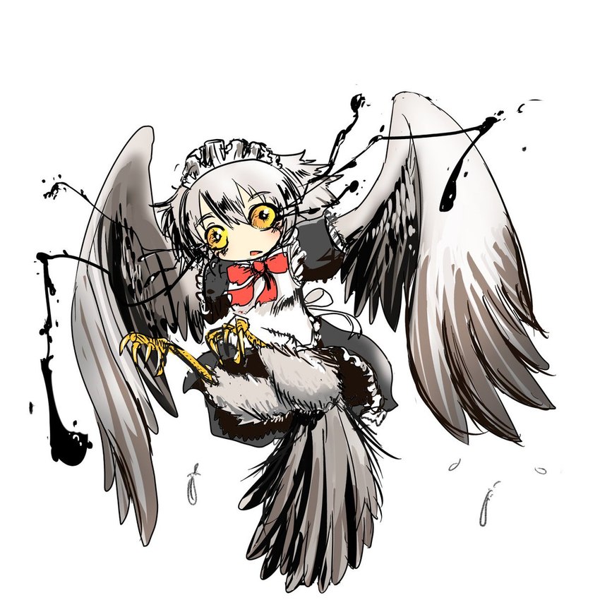 black_clothing black_dress clothing curse dress evil_eyes feathers feet female grey_body grey_feathers hair maid_apron maid_headdress maid_uniform red_ribbon silver_hair simple_background solo tail tail_feathers talons toes uniform venom white_background winged_arms wings yellow_eyes seirei european_mythology futaba_channel greek_mythology mythology nijiura_maids yabai-san animal_humanoid avian avian_humanoid bird bird_humanoid harpy humanoid mythological_avian mythological_creature owl owl_humanoid 1:1 2015 hi_res