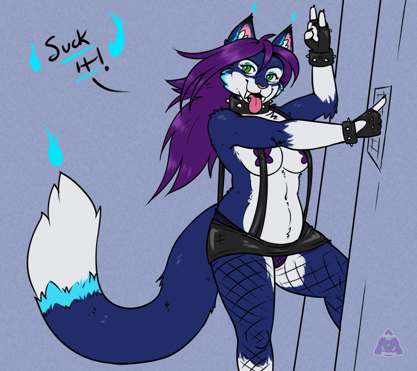 anthro bluecat female metal rave_clothing solo suggestive_look tail conditional_dnp feline_element ketchup_kitty domestic_cat felid feline felis mammal hi_res