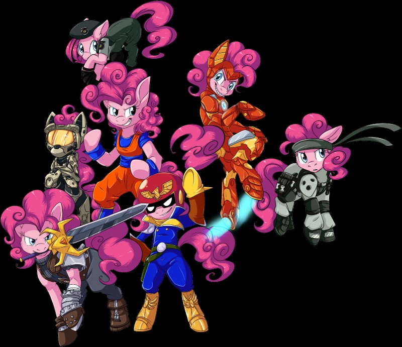 accessory armor blue_eyes butt clothing female feral full_armor fur group hair hair_accessory hairband headgear helmet looking_at_viewer machine melee_weapon parody pink_body pink_fur pink_hair power_armor simple_background smile space_marine square_crossover sword text transparent_background weapon fizzy-dog capcom dragon_ball dragon_ball_z f-zero final_fantasy final_fantasy_vii friendship_is_magic halo_(series) hasbro konami marvel metal_gear microsoft my_little_pony nintendo resident_evil square_enix xbox_game_studios captain_falcon cloud_strife iron_man jill_valentine master_chief pinkie_pie_(mlp) solid_snake spartan_(halo) earth_pony equid equine horse mammal pony 2013 alpha_channel crossover digital_media_(artwork) english_text hi_res shaded