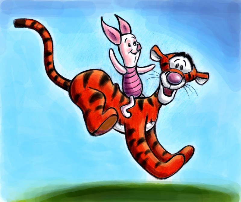 ambiguous_gender beady_eyes carrying_another duo fur happy looking_at_viewer male markings nude open_mouth open_smile orange_body orange_fur piggyback pink_body running simple_background smile striped_body striped_fur striped_markings striped_tail stripes tail tail_markings whiskers zdrer456 disney winnie_the_pooh_(franchise) piglet tigger domestic_pig felid mammal pantherine suid suine sus_(pig) tiger 2015 hi_res traditional_media_(artwork)