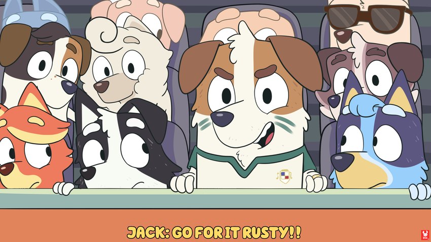 redd the russel, mackenzie border collie, jack russell, dusty, fan character, and etc (bluey (series)) created by reddoshirousagi06