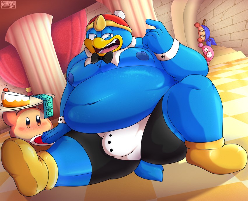 anthro beak big_butt butt duo genitals group male nipples non-mammal_nipples penis slightly_chubby slightly_chubby_male trio murderdroid_(artist) kirby_(series) nintendo bandana_waddle_dee king_dedede kirby avian bird waddle_dee hi_res