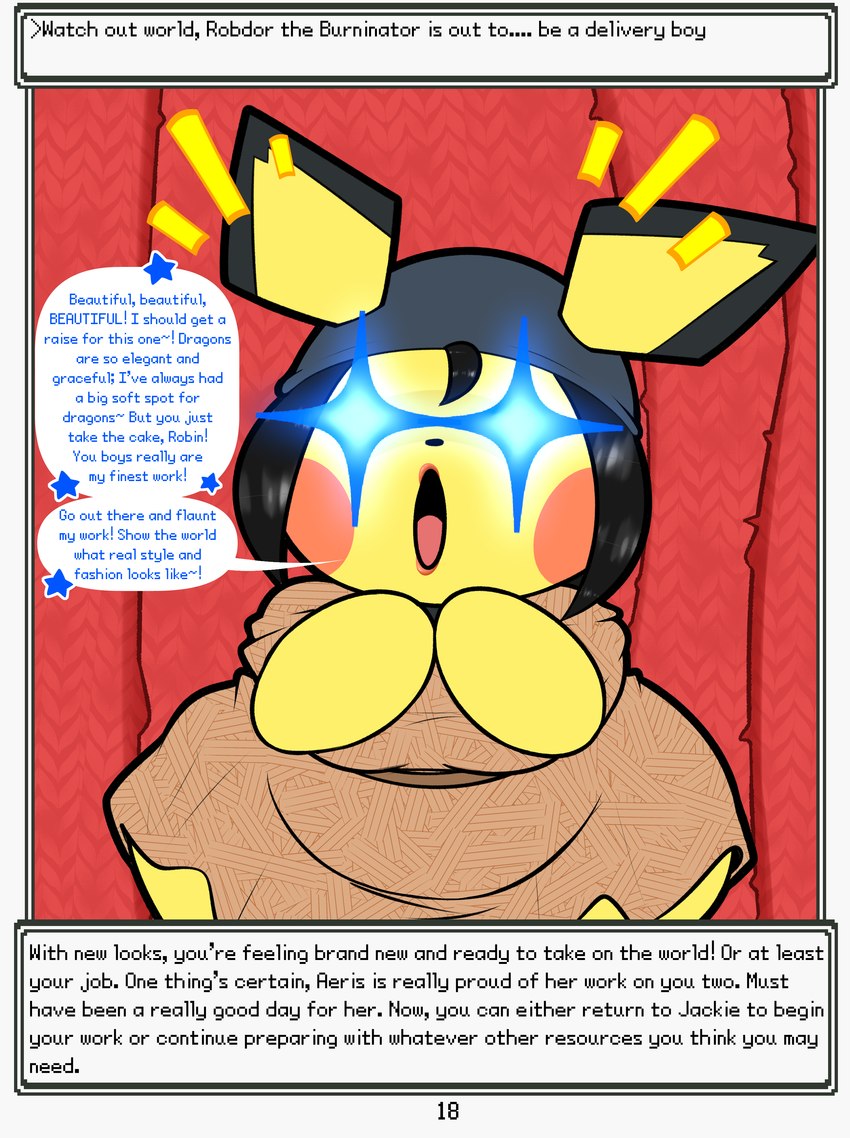 amazed anthro blue_eyes clothing curtains dialogue female hat headgear headwear open_mouth solo speech_bubble text softestpuffss nintendo pokemon pokemon_mystery_dungeon rodent_powered_(softestpuffss) spike_chunsoft aeris_(rodent_powered) generation_2_pokemon pichu pokemon_(species) absurd_res english_text hi_res