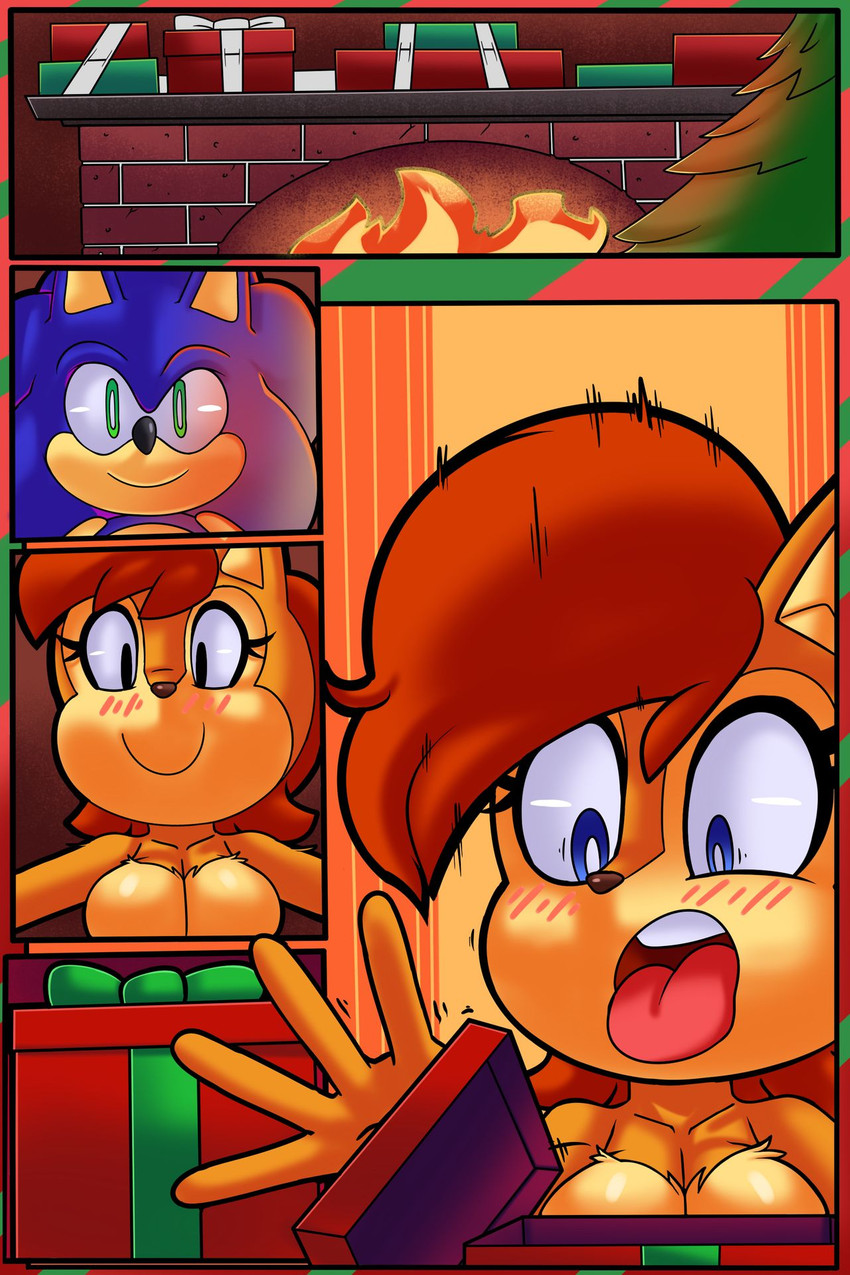 anthro breasts canon_couple duo female gift holidays male male/female nude surprise cloudz superbunnygt archie_comics christmas sega sonic_the_hedgehog_(archie) sonic_the_hedgehog_(comics) sonic_the_hedgehog_(series) sally_acorn sonic_the_hedgehog chipmunk eulipotyphlan ground_squirrel hedgehog mammal rodent sciurid 2:3 comic digital_media_(artwork) hi_res