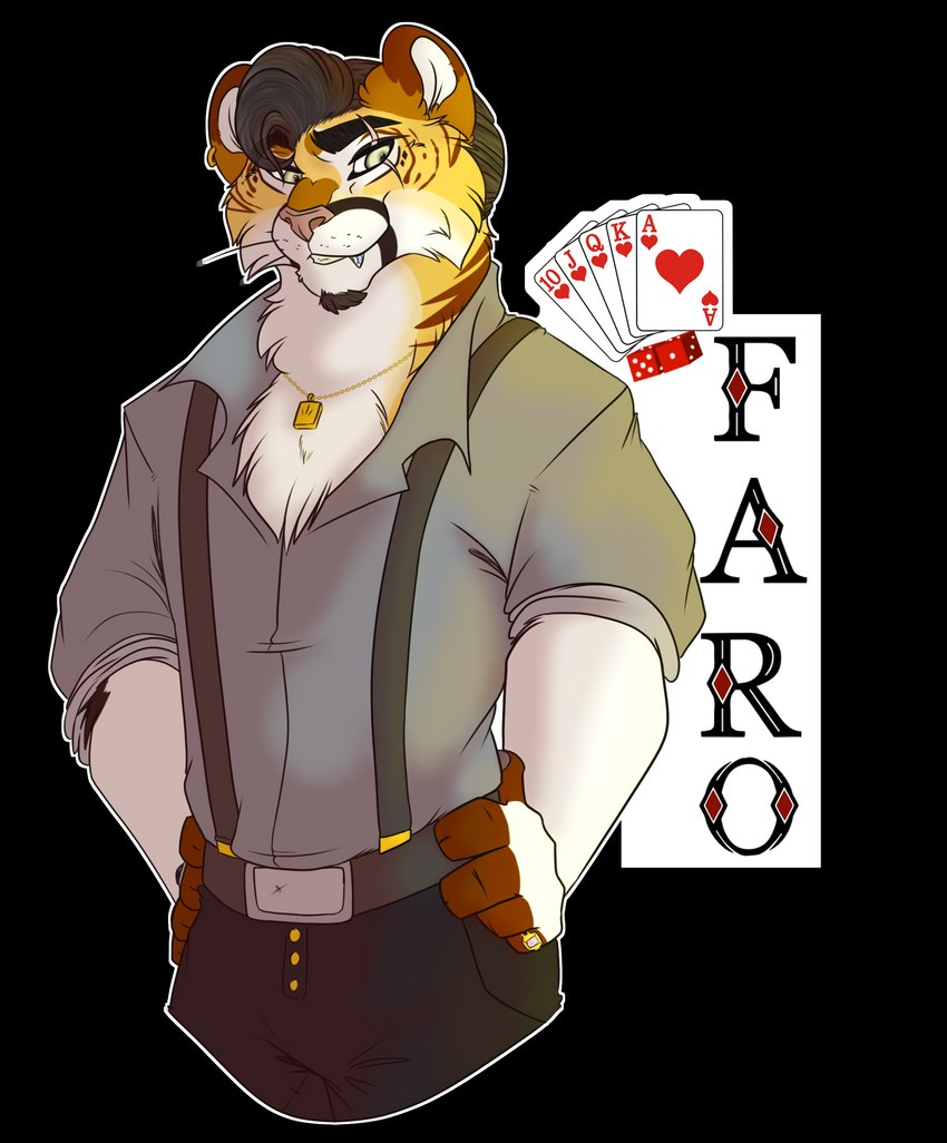 ace_of_hearts anthro badge card clothed clothing d6 dice gangster jack_of_hearts king_of_hearts male muscular muscular_male open_clothing open_shirt open_topwear playing_card queen_of_hearts_(card) scar shirt solo suspenders ten_of_hearts topwear possumgod faro_mr._vegas_(possumgod) felid mammal pantherine tiger absurd_res alpha_channel hi_res