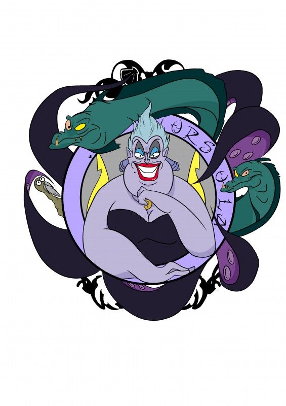 blue_hair drag_(fashion) drag_queen ear_piercing evil_grin eyelashes fangs female feral group hair hidden_mickey holding_chin jewelry looking_at_viewer markings mole_(marking) necklace overweight piercing purple_body purple_skin seashell shell simple_background smile split_form teeth white_background anything_(artist) disney disney_villains the_little_mermaid_(1989) flotsam_(disney) jetsam_(disney) ursula_(disney) animal_humanoid arthropod barnacle cecaelia cephalopod cephalopod_humanoid crustacean eel fish humanoid marine marine_humanoid maxillopod merfolk mollusk mollusk_humanoid moray_eel 2017 absurd_res aliasing character_name digital_media_(artwork) hi_res