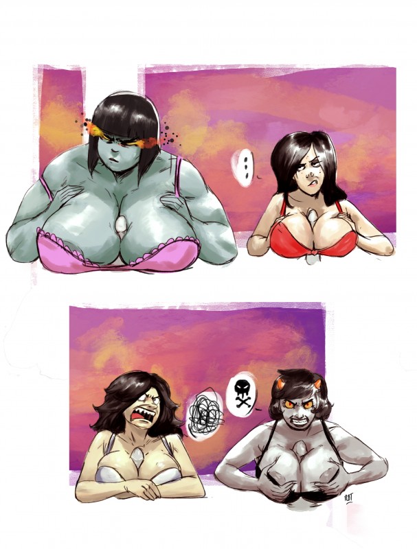 areola big_breasts bra breast_play breasts clothing crossgender female genitals group horn male not_furry penis sex titfuck underwear redfred dan_vs. dc_comics homestuck ms_paint_adventures dan_(dan_vs.) darkseid karkat_vantas alien alien_humanoid horned_humanoid human humanoid mammal troll_(homestuck) absurd_res character_request hi_res