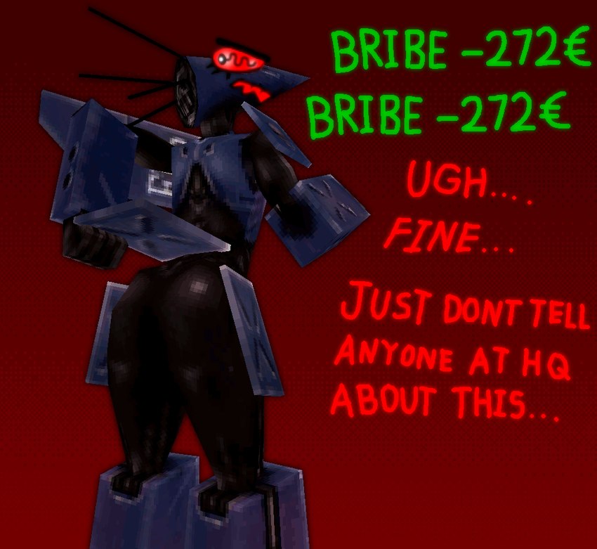 annoyed antennae_(anatomy) anthro armor armored_body bodysuit bribery bribery_for_sex butt clothed clothing clothing_lift eyelashes femboy gun low_poly machine male metal pupils ranged_weapon red_eyes rifle skimpy skinsuit solo standing steam stunned text tight_clothing unusual_pupils weapon dtstat psycho_patrol_r fan_character killbot_twink_(dtstat) android robot 3d_(artwork) digital_media_(artwork)