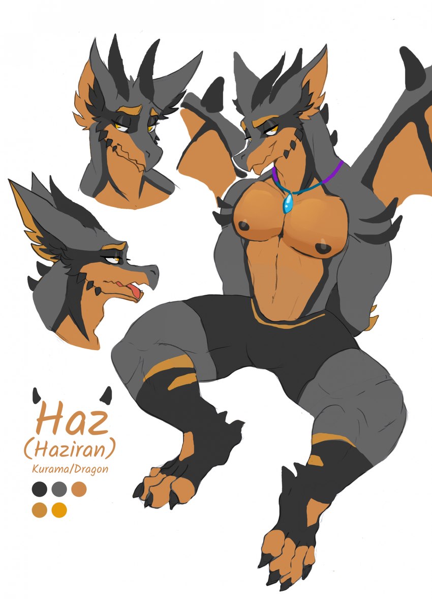 anthro bent_legs claws half-closed_eyes horn looking_at_viewer male muscular narrowed_eyes open_mouth smile solo spread_legs spreading tongue tongue_out wings sellon mythology haziran dragon mythological_creature mythological_scalie scalie hi_res